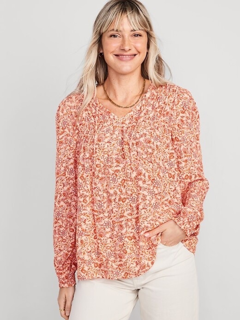 Old Navy Boho Peasant Blouse Flowy Top Cottage Prairie Summer Romantic M Tall